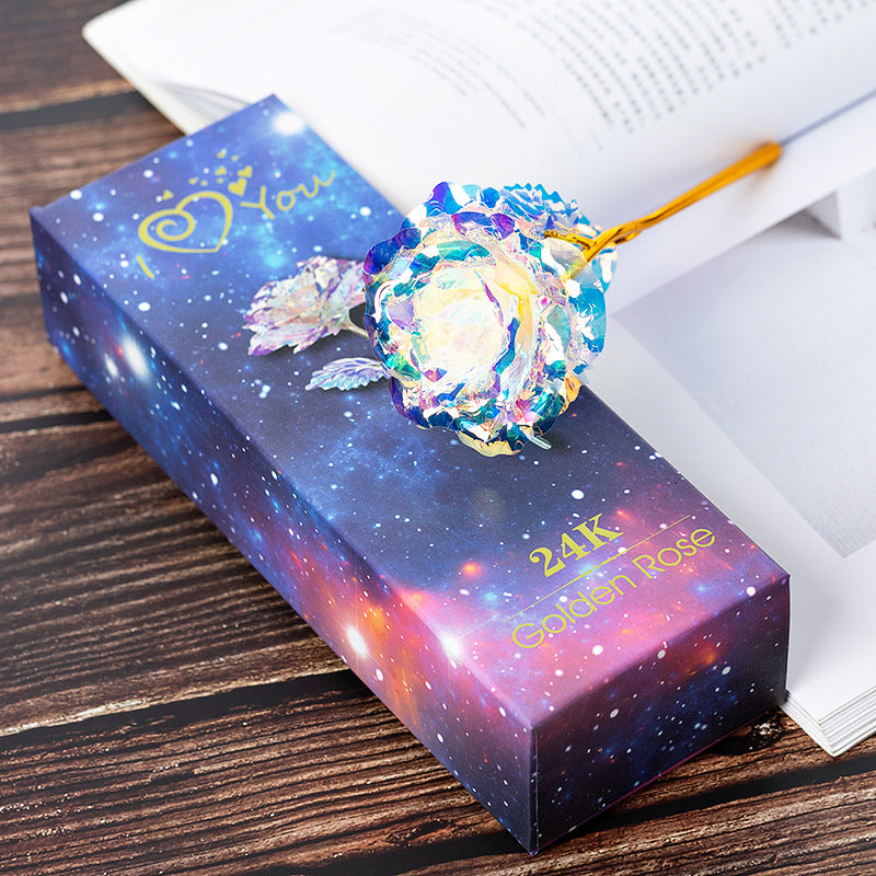 Forever Flower - Colorful 24K Gold Artificial Single Rose With LED Light