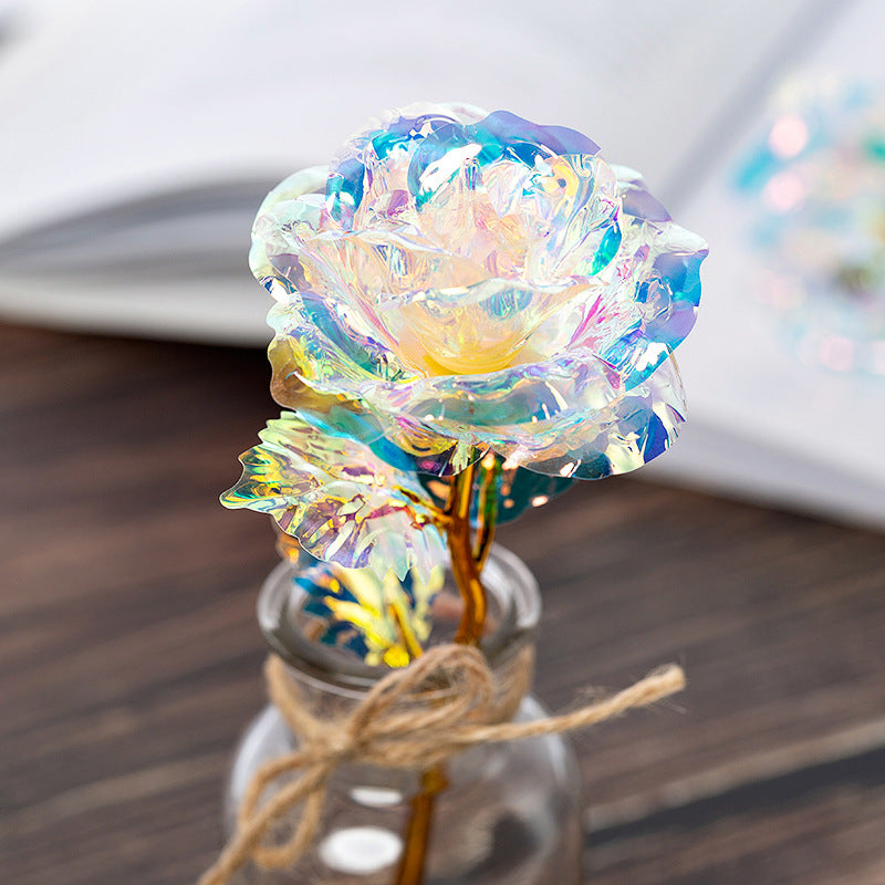 Forever Flower - Colorful 24K Gold Artificial Single Rose With LED Light