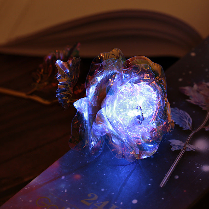 Forever Flower - Colorful 24K Gold Artificial Single Rose With LED Light