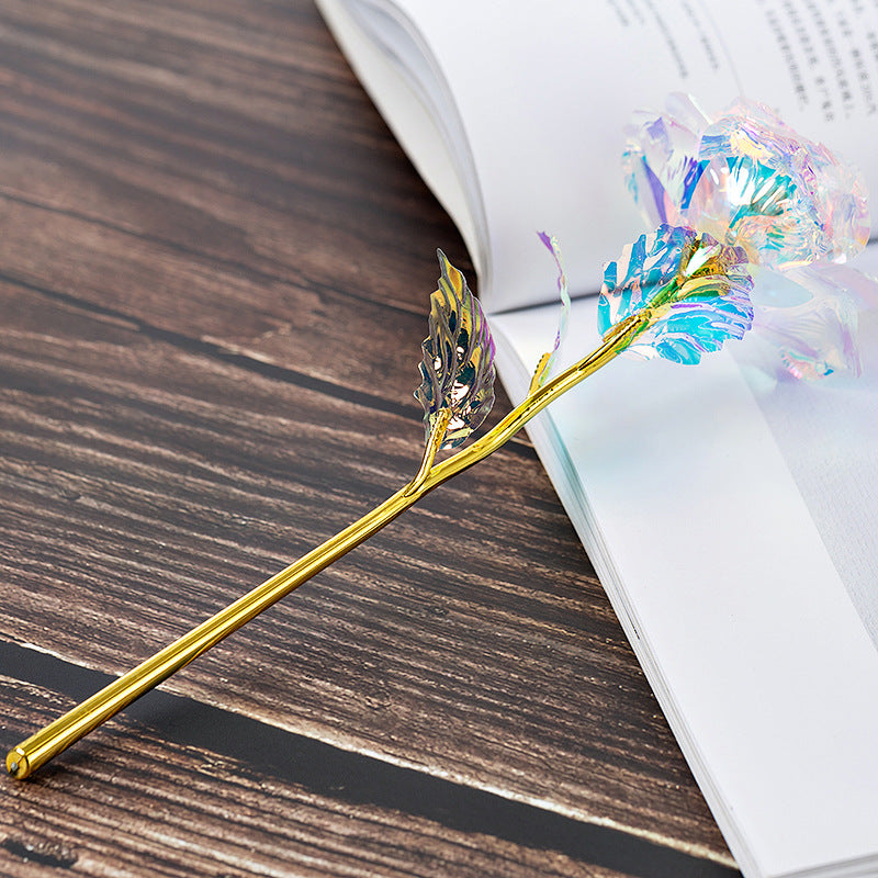 Forever Flower - Colorful 24K Gold Artificial Single Rose With LED Light