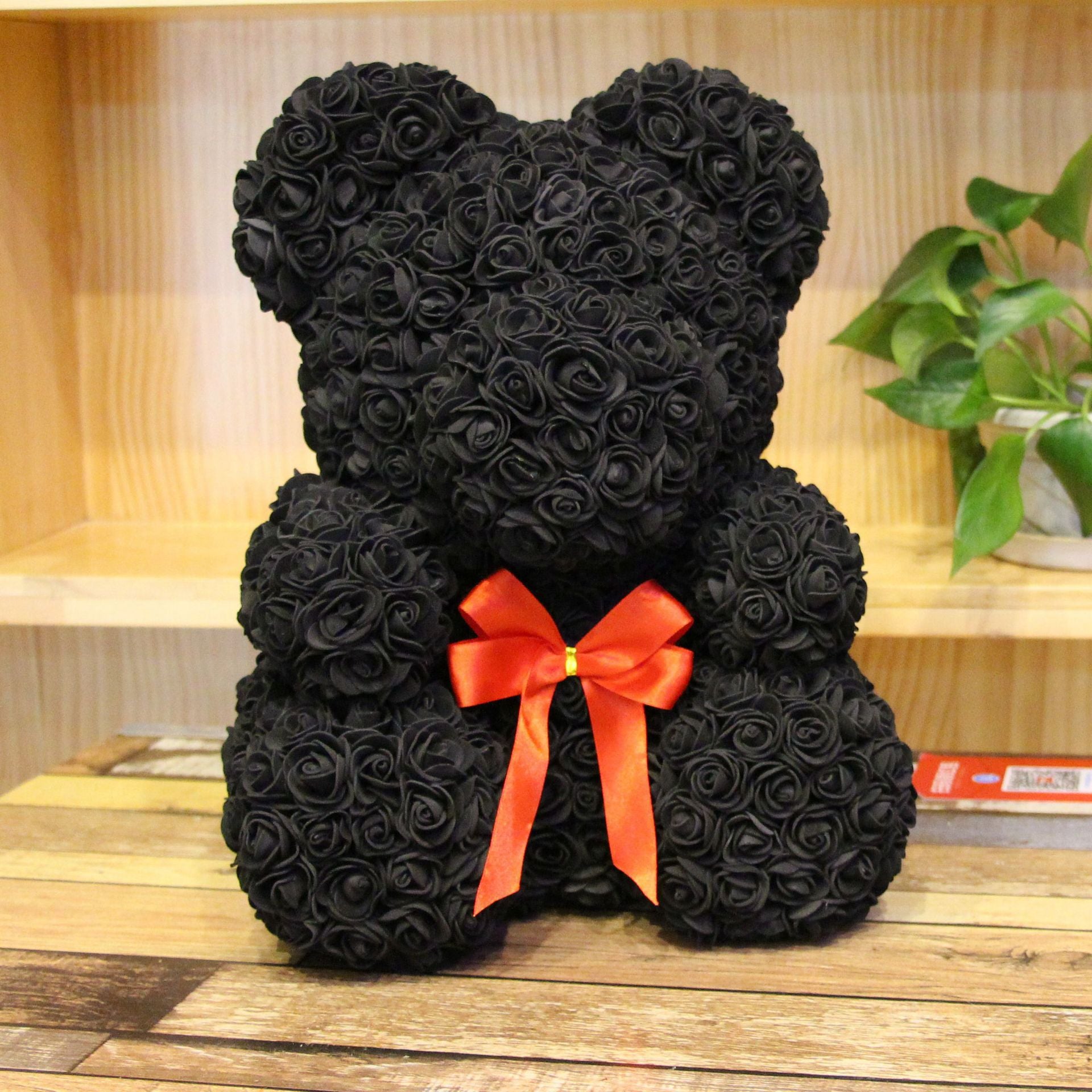 Rose Teddy Bear with Artificial Flowers