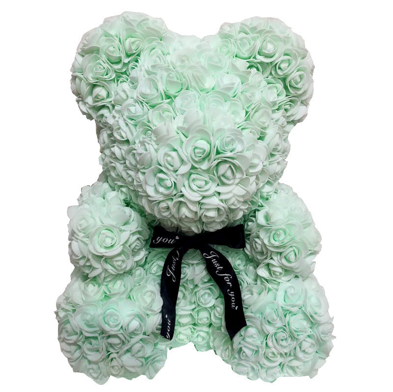 Rose Teddy Bear with Artificial Flowers