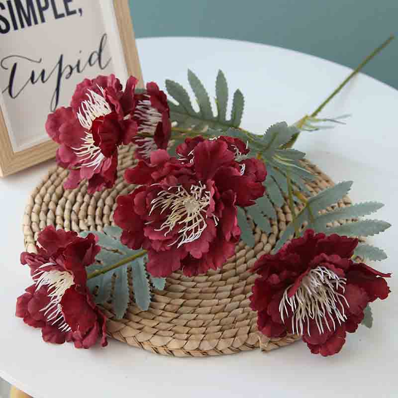 Artificial 6 Heads Peony For Living Room Indoor Decoration And Wedding
