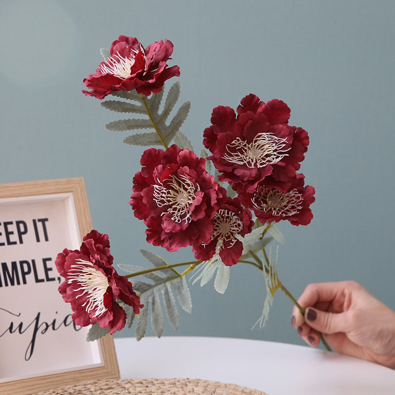Artificial 6 Heads Peony For Living Room Indoor Decoration And Wedding