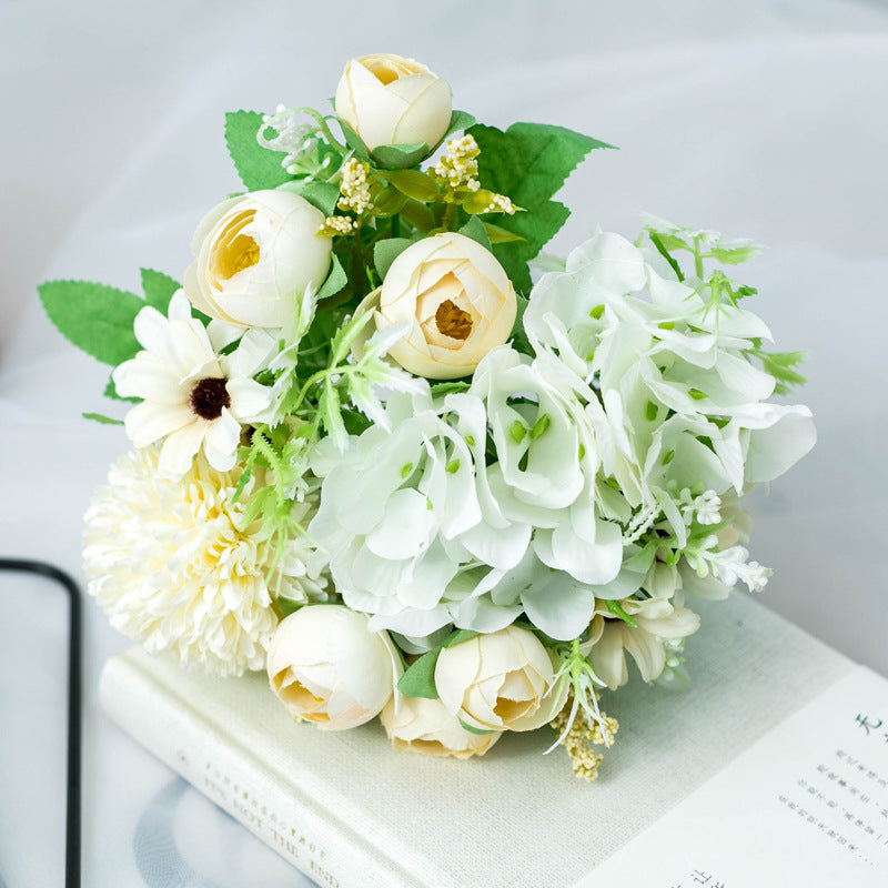 Artificial Silk Flowers Rose Bud Bouquet Arrangement For Living Room Indoor Decoration And Wedding
