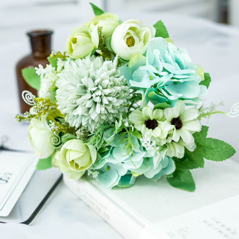 Artificial Silk Flowers Rose Bud Bouquet Arrangement For Living Room Indoor Decoration And Wedding