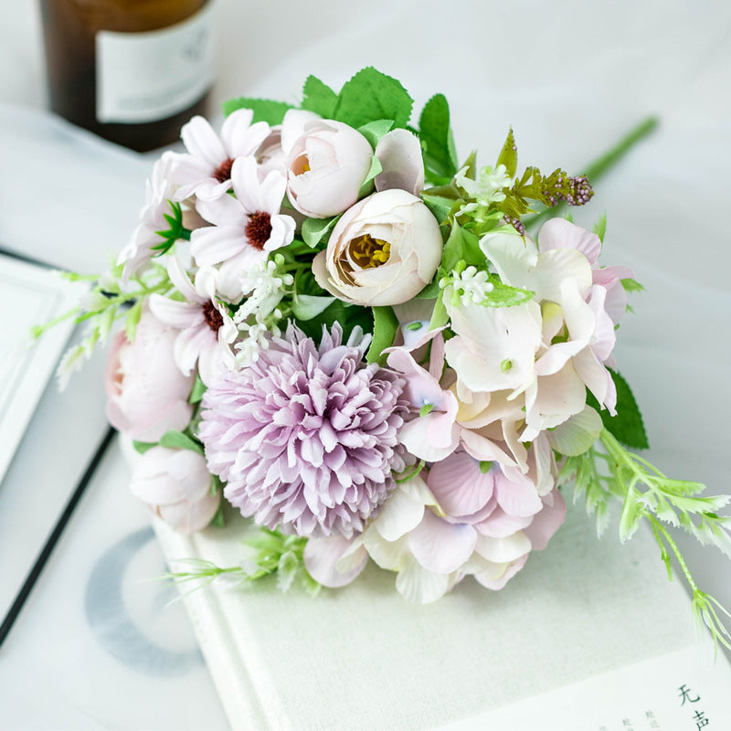 Artificial Silk Flowers Rose Bud Bouquet Arrangement For Living Room Indoor Decoration And Wedding