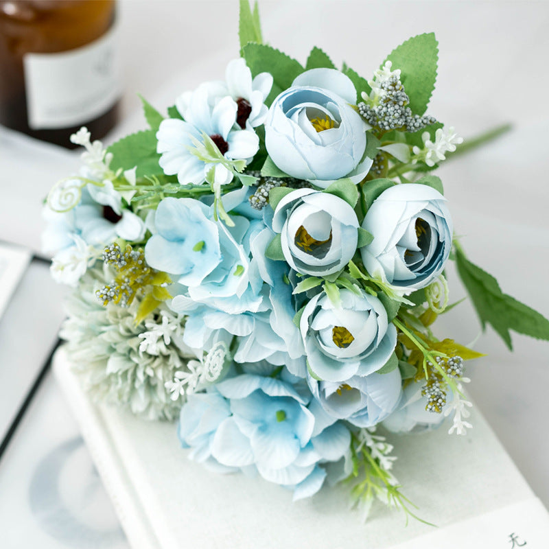 Artificial Silk Flowers Rose Bud Bouquet Arrangement For Living Room Indoor Decoration And Wedding