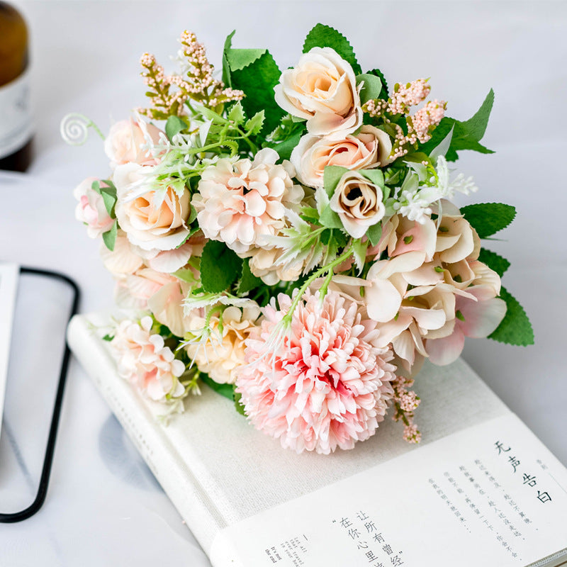 Artificial Silk Flowers Rose Bouquet Arrangement For Living Room Indoor Decoration And Wedding