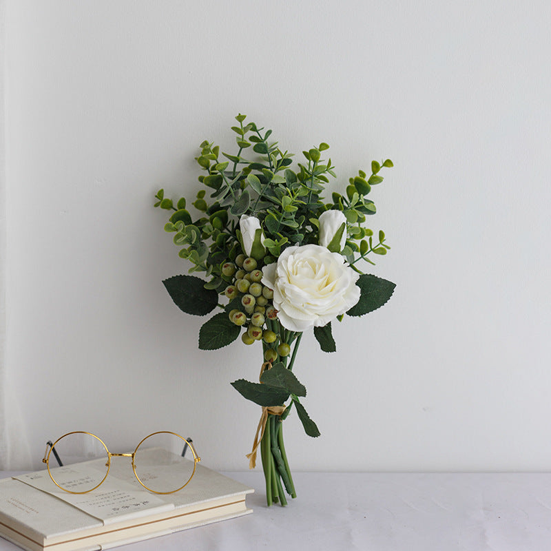 Rose Envy Series - Artificial Silk Rose Bouquet Arrangement For Living Room Indoor Decoration And Wedding