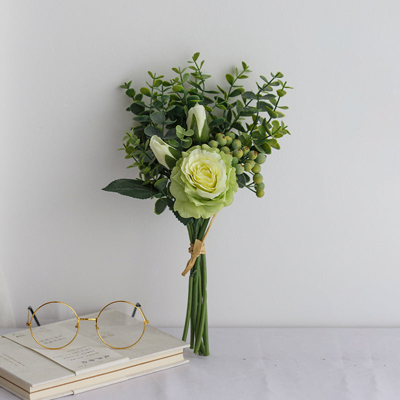 Rose Envy Series - Artificial Silk Rose Bouquet Arrangement For Living Room Indoor Decoration And Wedding