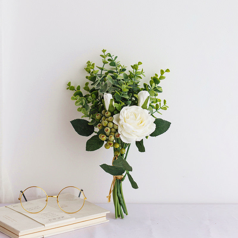 Rose Envy Series - Artificial Silk Rose Bouquet Arrangement For Living Room Indoor Decoration And Wedding