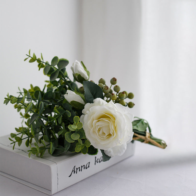 Rose Envy Series - Artificial Silk Rose Bouquet Arrangement For Living Room Indoor Decoration And Wedding