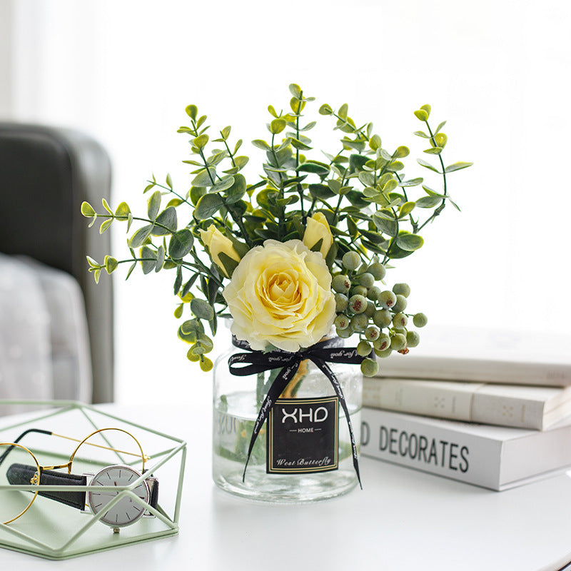 Rose Envy Series - Artificial Silk Rose Bouquet Arrangement For Living Room Indoor Decoration And Wedding