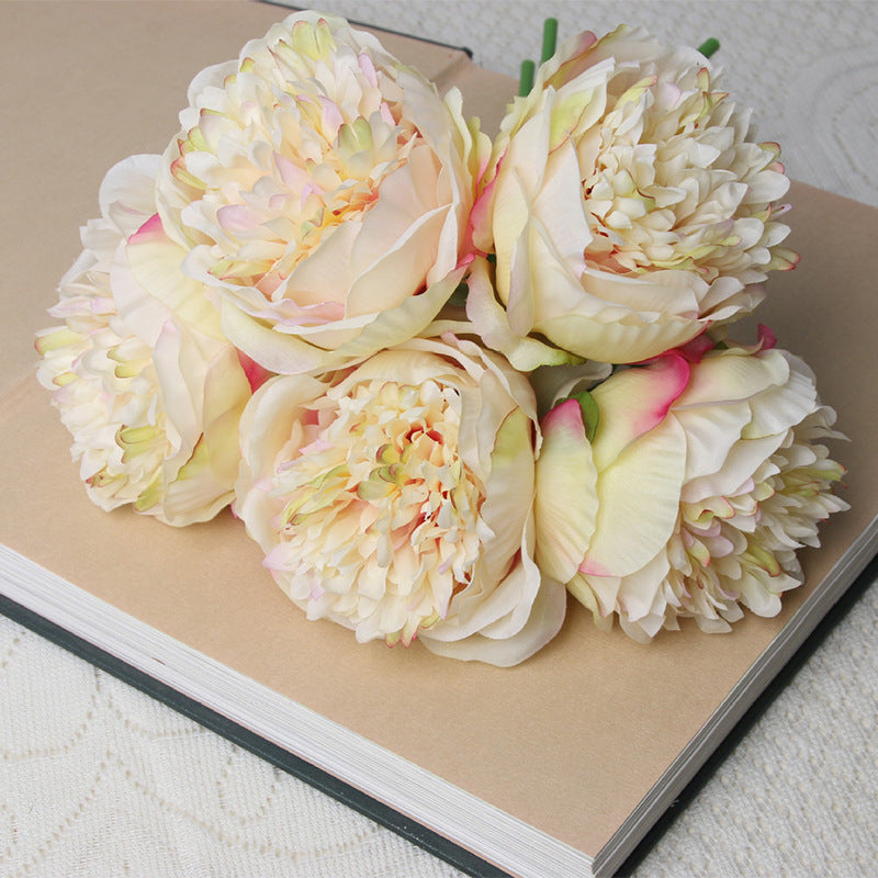 Artificial 5 Heads Peony For Living Room Indoor Decoration And Wedding