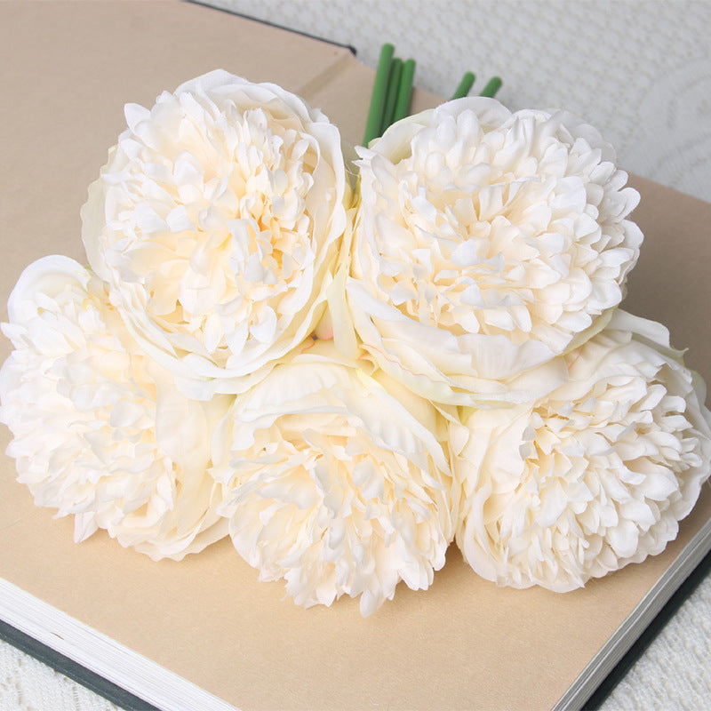 Artificial 5 Heads Peony For Living Room Indoor Decoration And Wedding