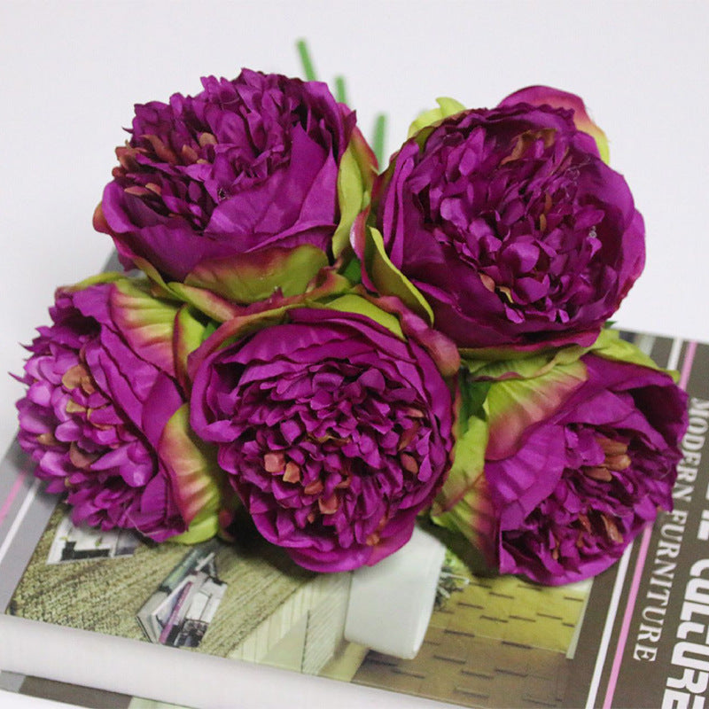 Artificial 5 Heads Peony For Living Room Indoor Decoration And Wedding