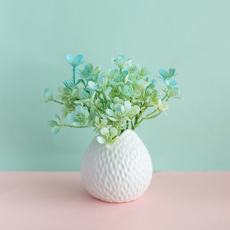 一件代发 仿真花套装陶瓷花瓶玫瑰花 仿真植物盆栽家居装饰假花盆