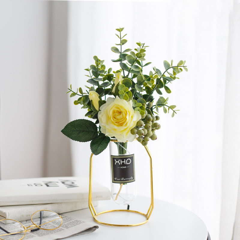 Morden Charm Series - Artificial Silk Rose Bouquet Arrangement For Living Room And Indoor Decoratio
