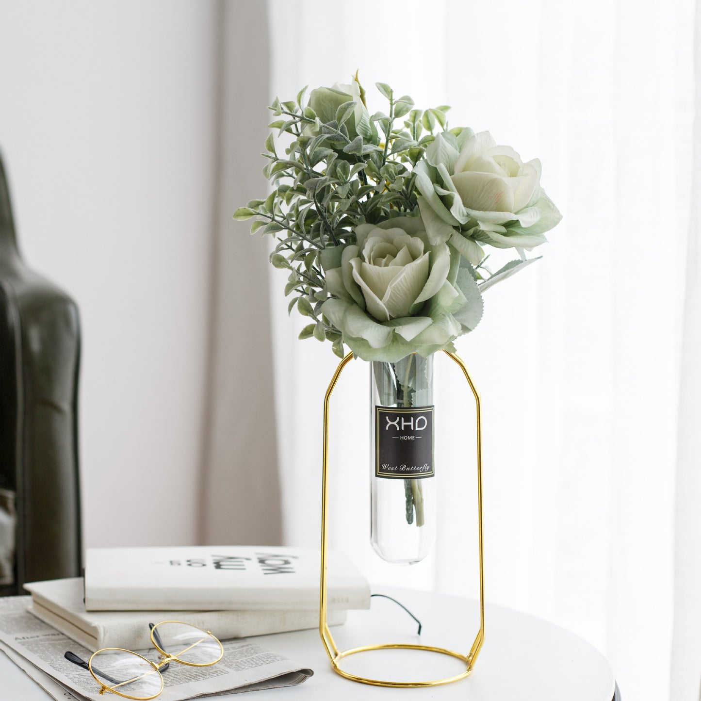 Morden Charm Series - Artificial Silk Rose Bouquet Arrangement For Living Room And Indoor Decoratio