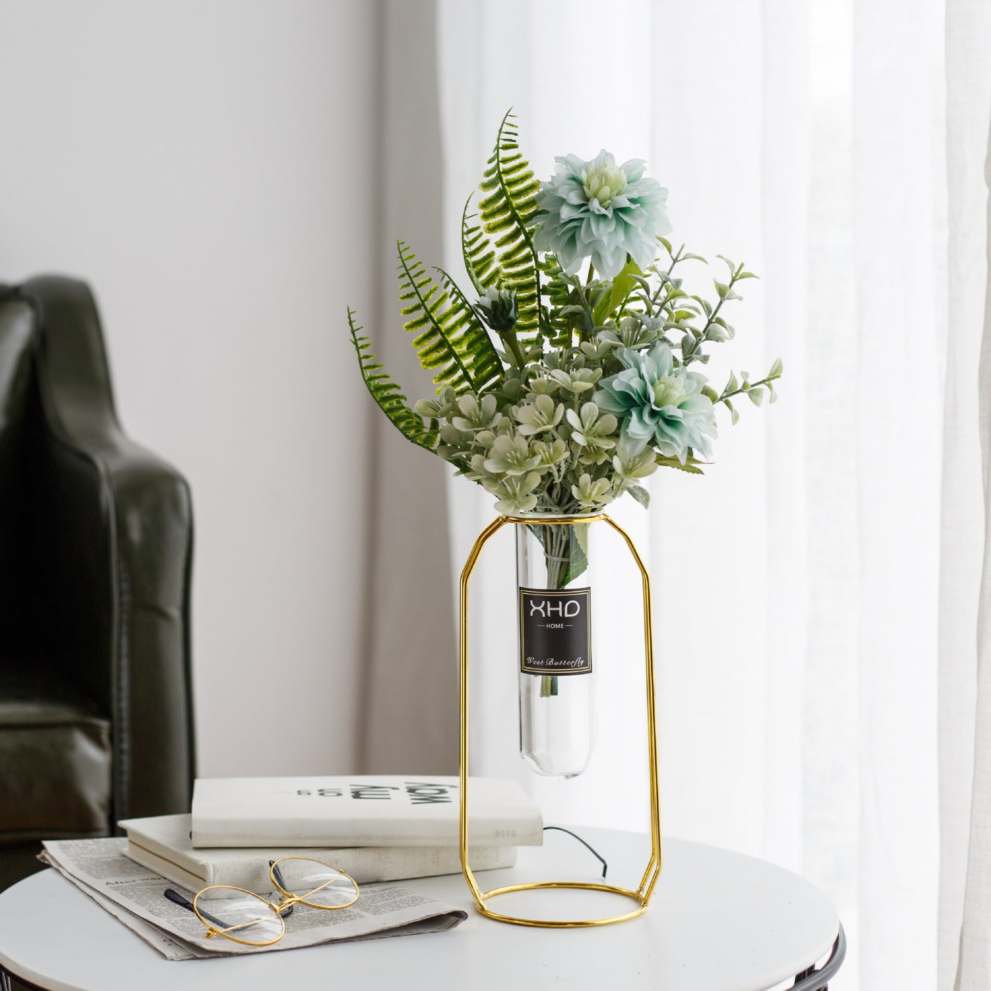 Morden Charm Series - Artificial Silk Rose Bouquet Arrangement For Living Room And Indoor Decoratio