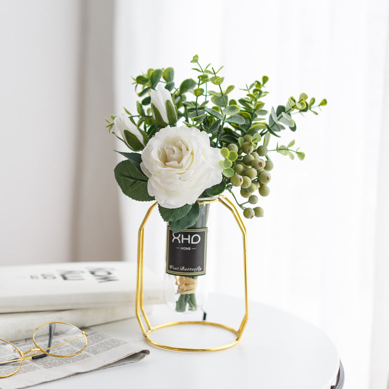 Morden Charm Series - Artificial Silk Rose Bouquet Arrangement For Living Room And Indoor Decoratio