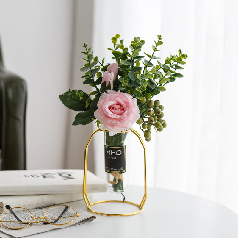 Morden Charm Series - Artificial Silk Rose Bouquet Arrangement For Living Room And Indoor Decoratio
