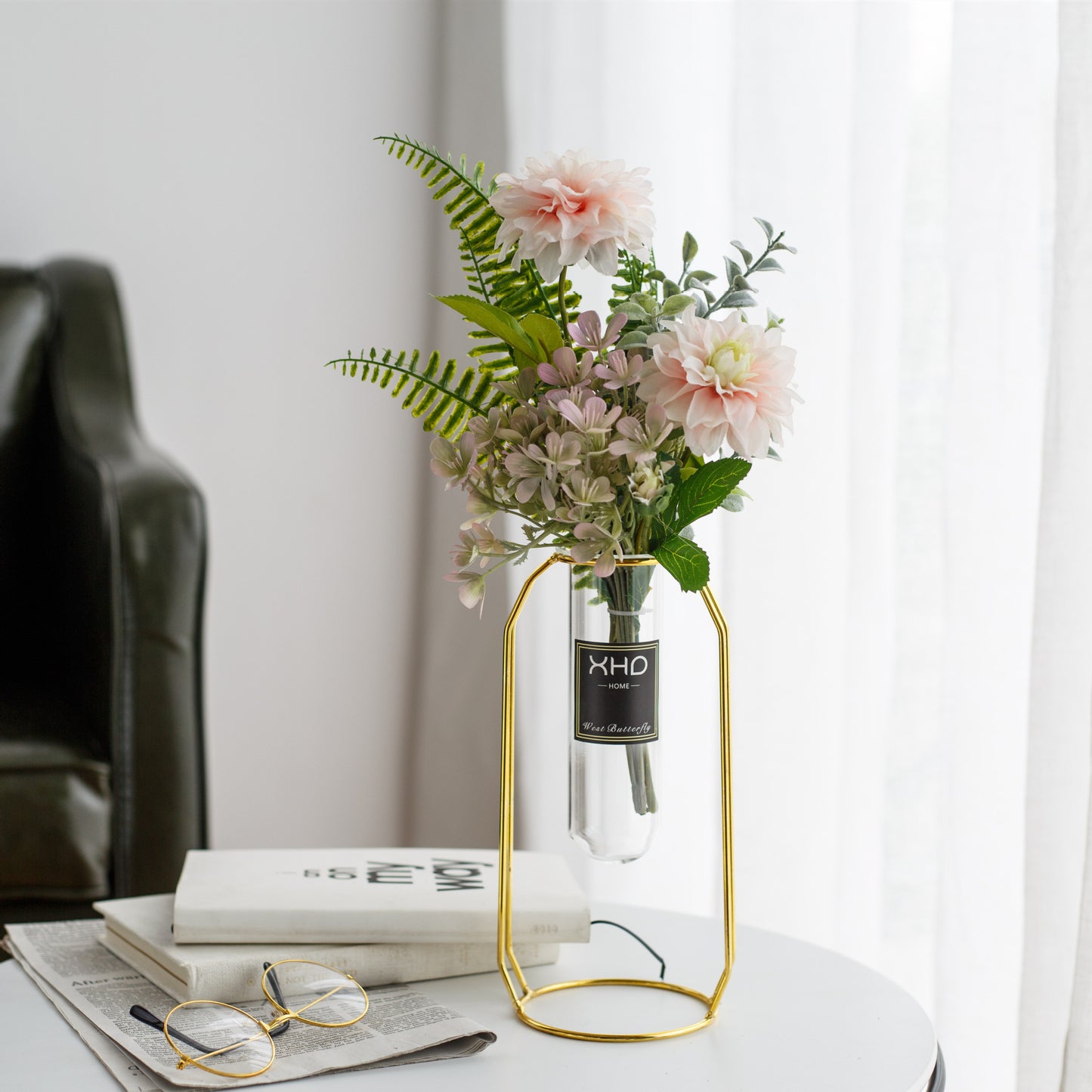 Morden Charm Series - Artificial Silk Rose Bouquet Arrangement For Living Room And Indoor Decoratio