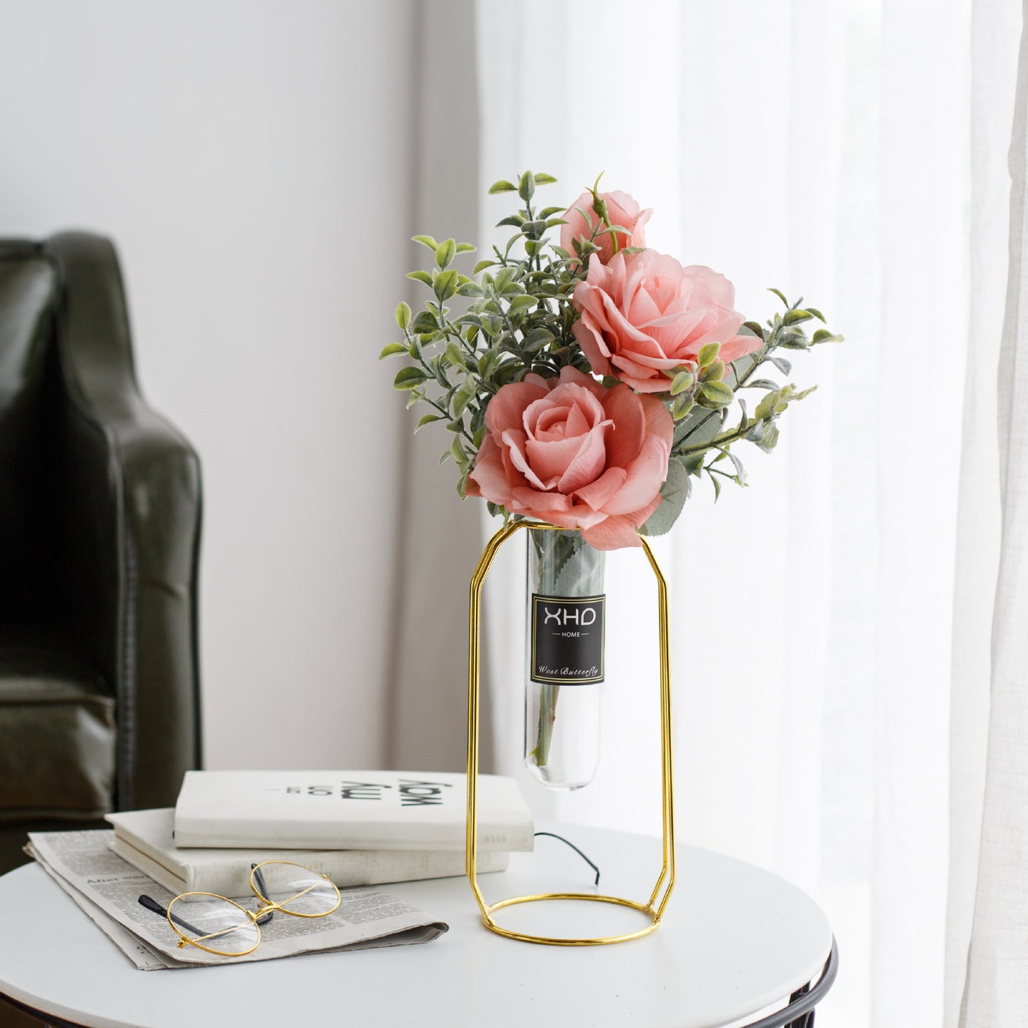 Morden Charm Series - Artificial Silk Rose Bouquet Arrangement For Living Room And Indoor Decoratio