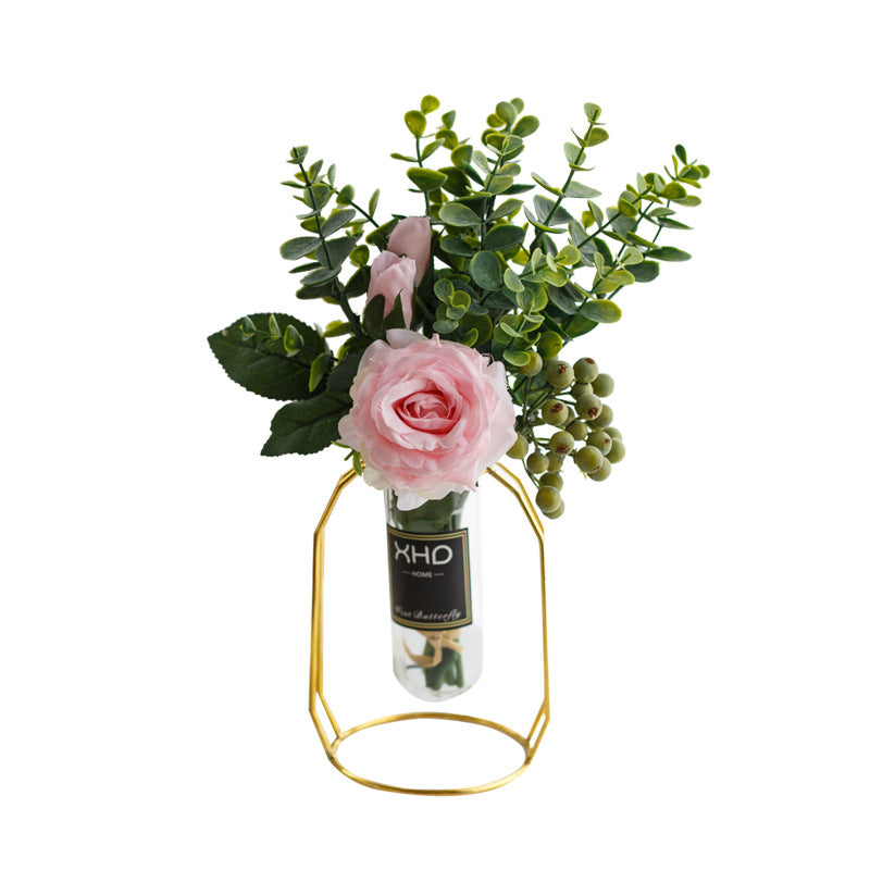 Morden Charm Series - Artificial Silk Rose Bouquet Arrangement For Living Room And Indoor Decoratio