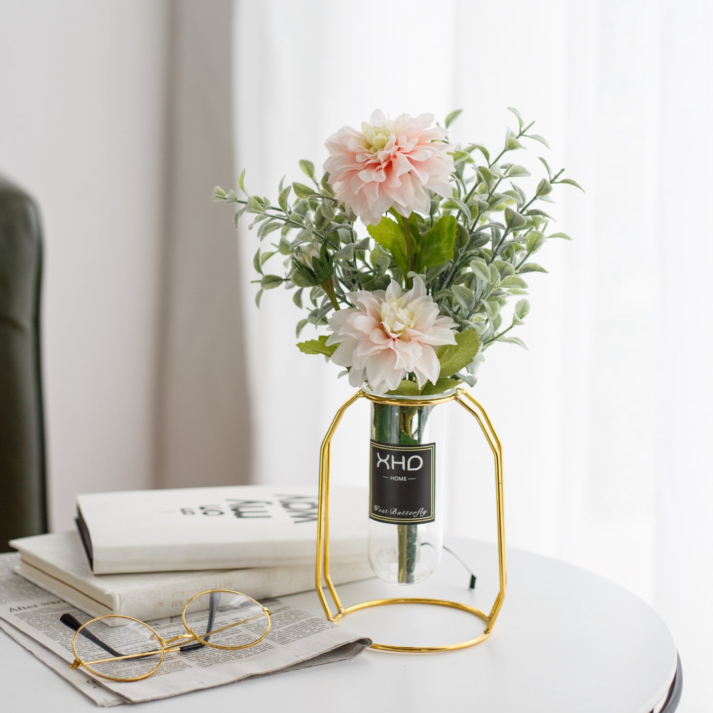 Morden Charm Series - Artificial Silk Rose Bouquet Arrangement For Living Room And Indoor Decoratio