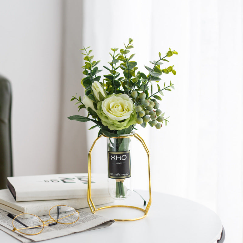 Morden Charm Series - Artificial Silk Rose Bouquet Arrangement For Living Room And Indoor Decoratio