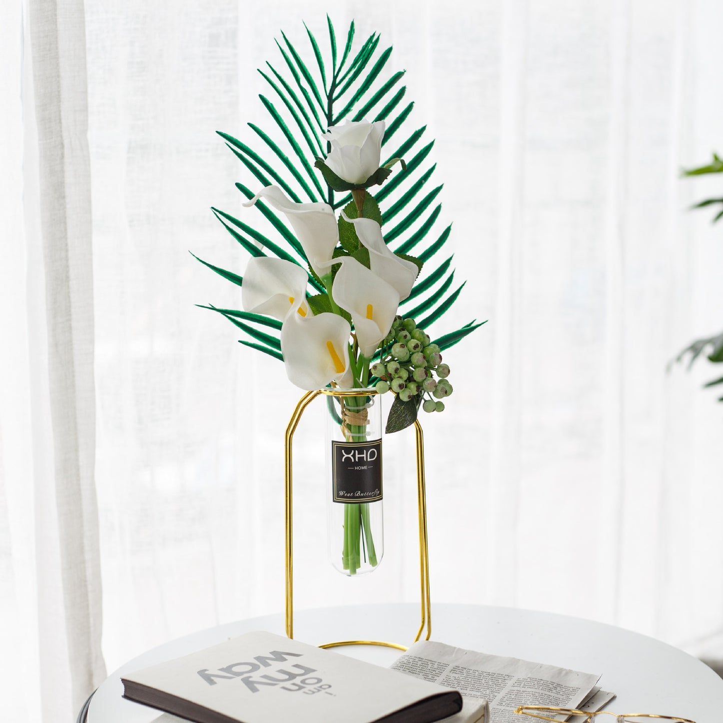 Morden Charm Series - Artificial Silk Rose Bouquet Arrangement For Living Room And Indoor Decoratio