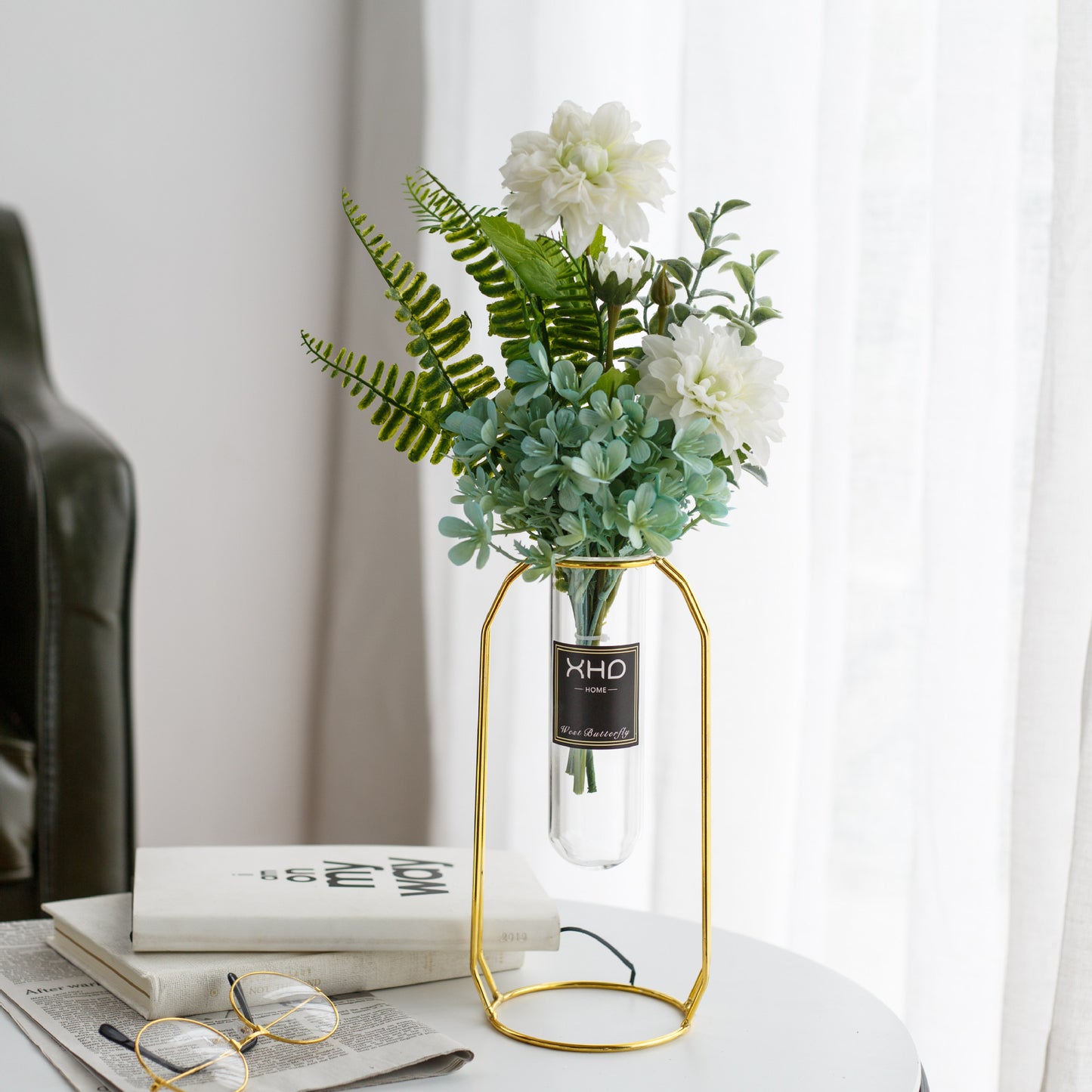 Morden Charm Series - Artificial Silk Rose Bouquet Arrangement For Living Room And Indoor Decoratio