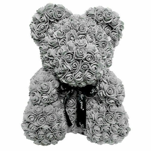 Rose Teddy Bear with Artificial Flowers