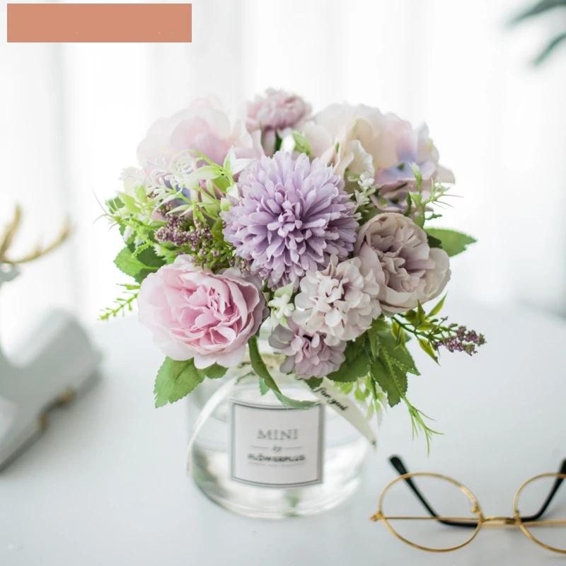 Circle Heart Series - Artificial Silk Flowers Bouquet Arrangement For Living Room And Indoor Decoration