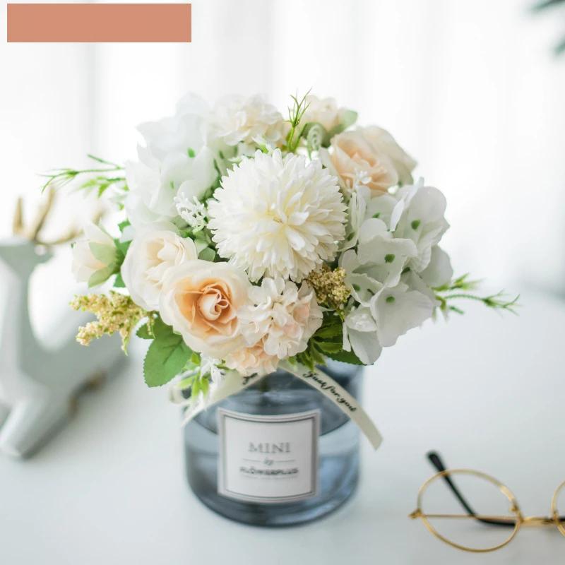 Circle Heart Series - Artificial Silk Flowers Bouquet Arrangement For Living Room And Indoor Decoration