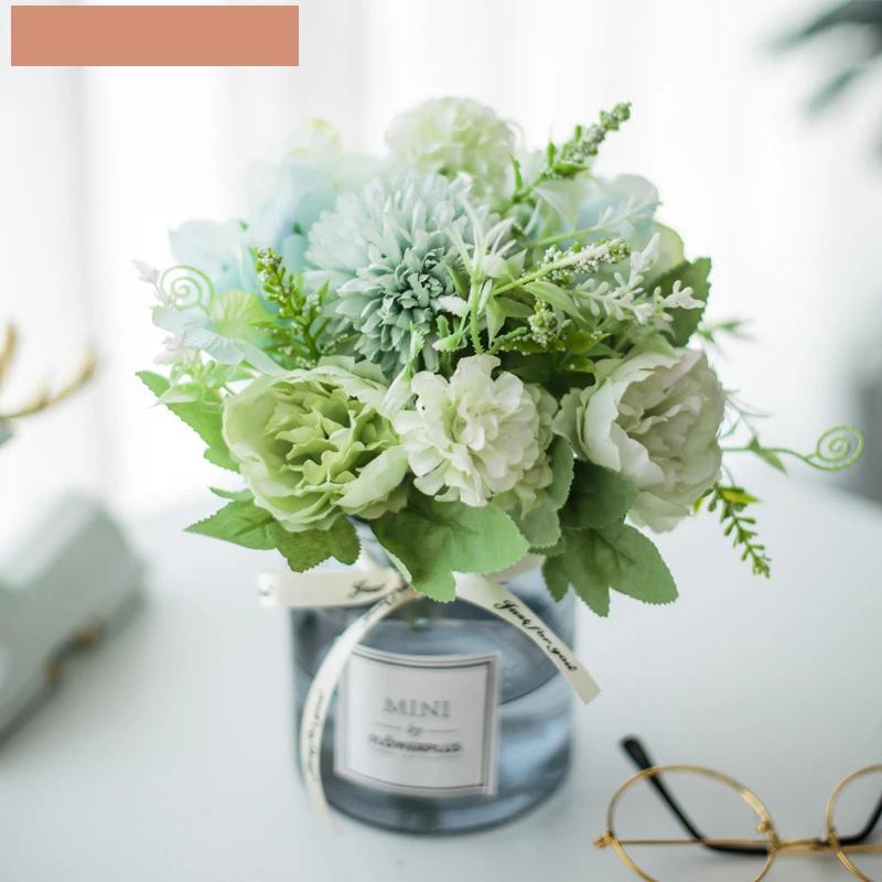 Circle Heart Series - Artificial Silk Flowers Bouquet Arrangement For Living Room And Indoor Decoration