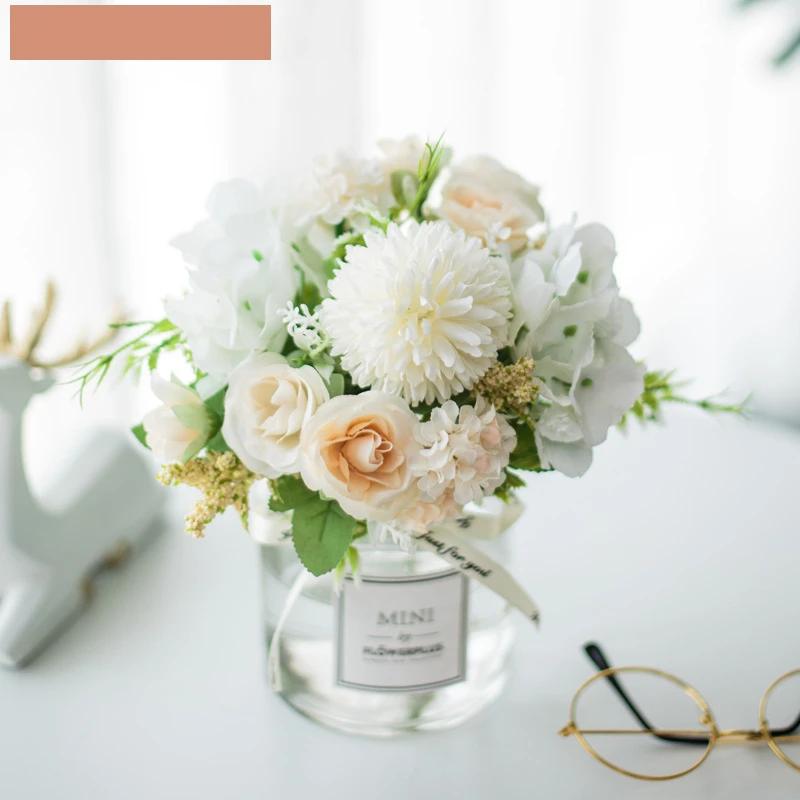 Circle Heart Series - Artificial Silk Flowers Bouquet Arrangement For Living Room And Indoor Decoration