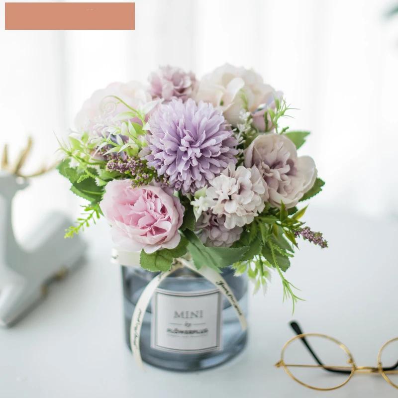Circle Heart Series - Artificial Silk Flowers Bouquet Arrangement For Living Room And Indoor Decoration