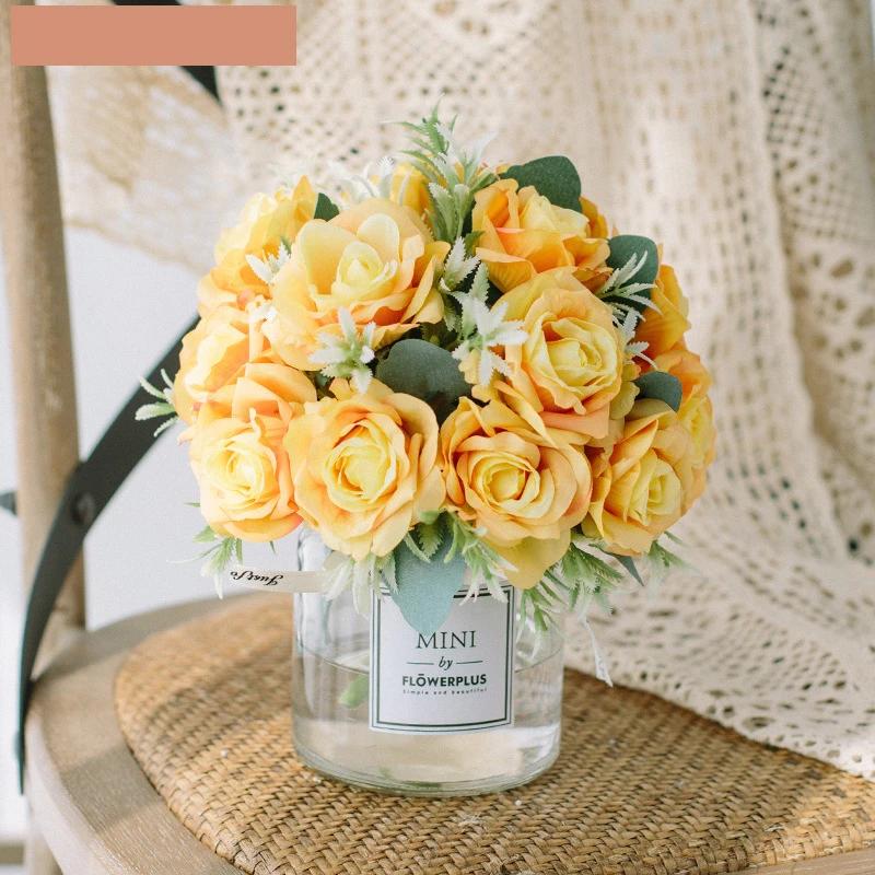 Circle Heart Series - Artificial Silk Flowers Bouquet Arrangement For Living Room And Indoor Decoration