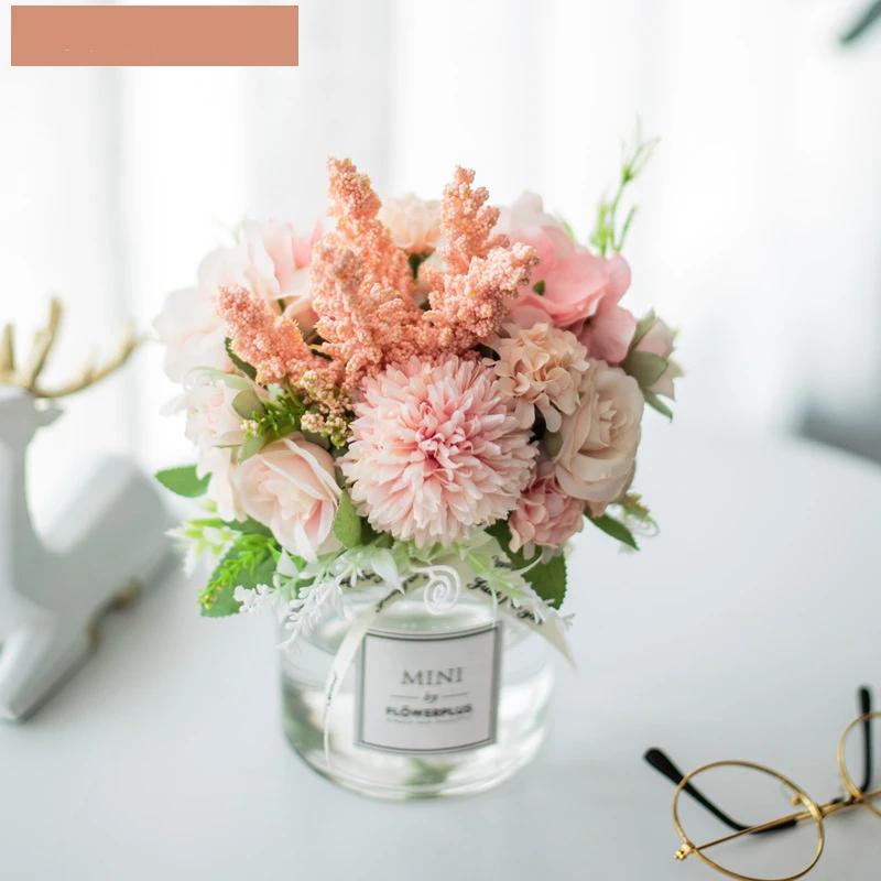 Circle Heart Series - Artificial Silk Flowers Bouquet Arrangement For Living Room And Indoor Decoration