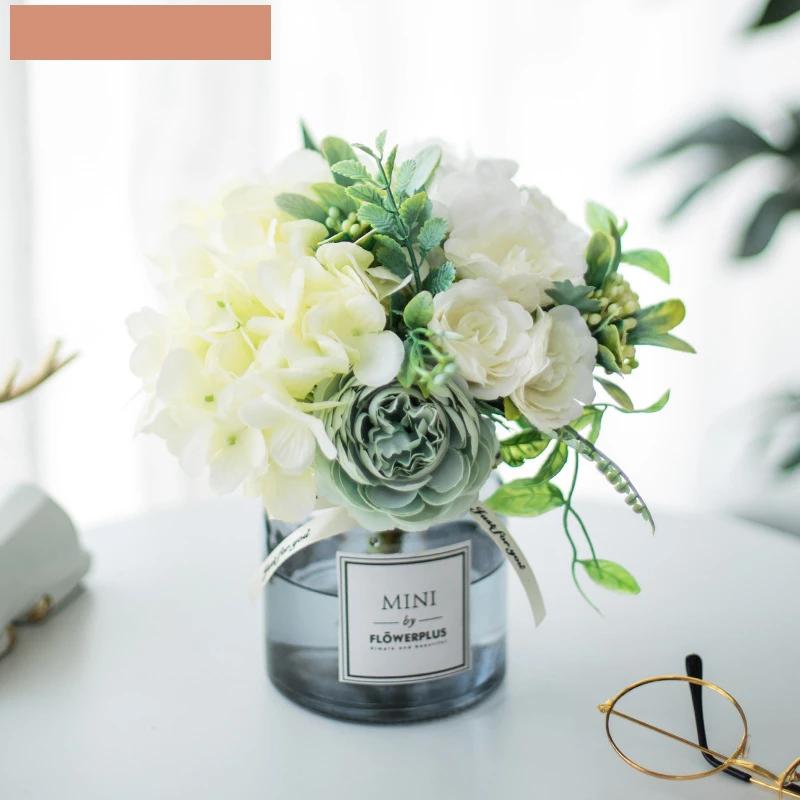 Circle Heart Series - Artificial Silk Flowers Bouquet Arrangement For Living Room And Indoor Decoration