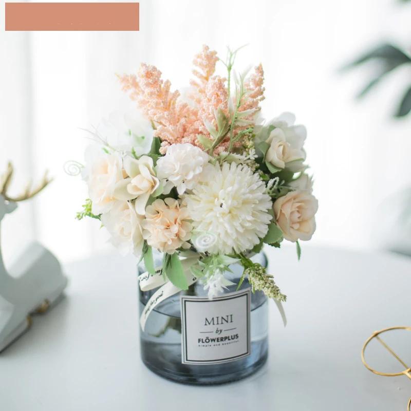 Circle Heart Series - Artificial Silk Flowers Bouquet Arrangement For Living Room And Indoor Decoration