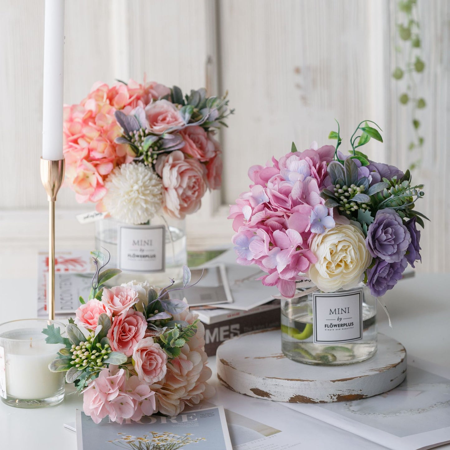 Circle Heart Series - Artificial Silk Flowers Bouquet Arrangement For Living Room And Indoor Decoration