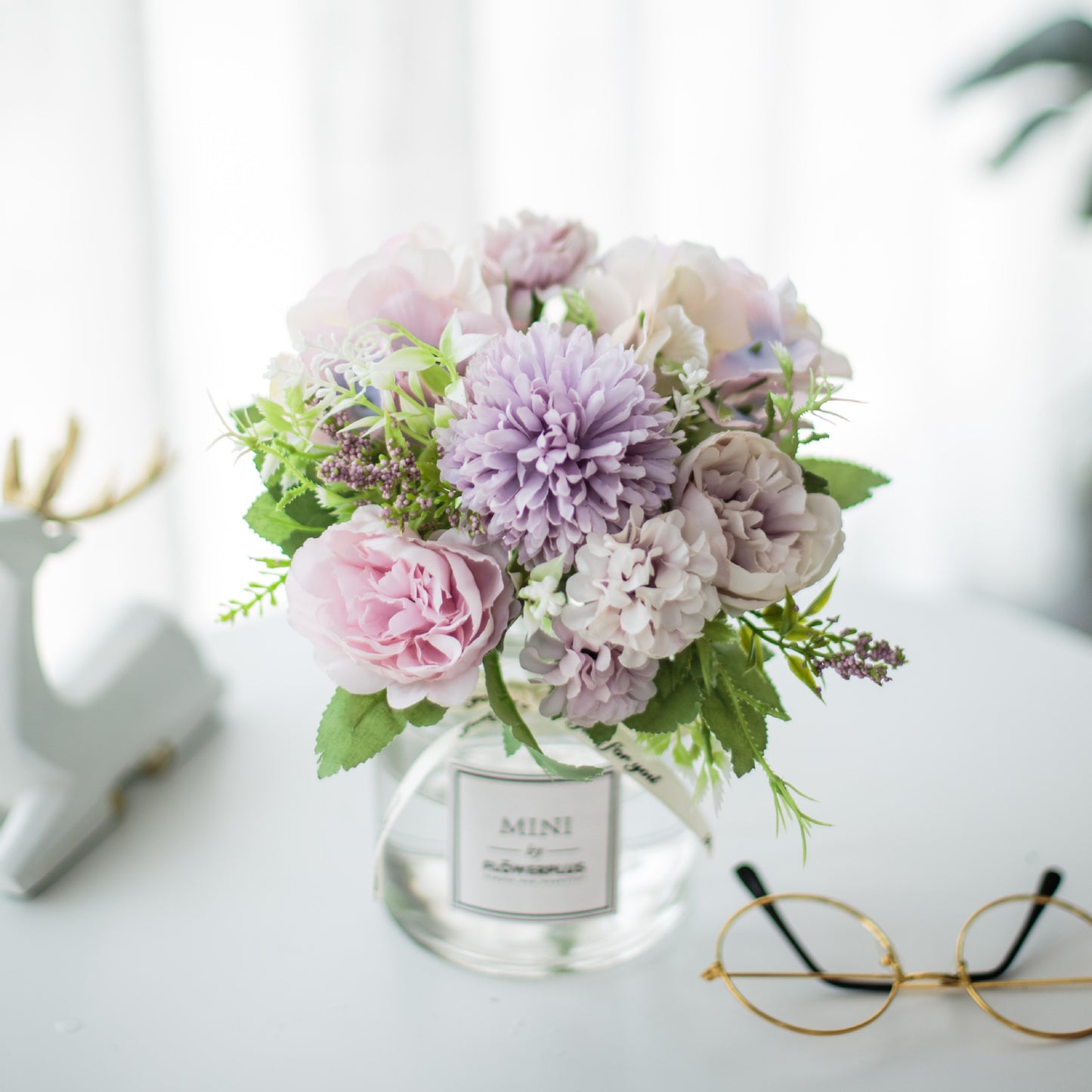 Circle Heart Series - Artificial Silk Flowers Bouquet Arrangement For Living Room And Indoor Decoration