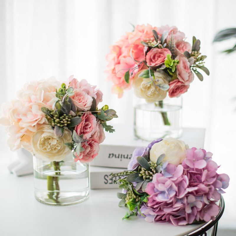 Circle Heart Series - Artificial Silk Flowers Bouquet Arrangement For Living Room And Indoor Decoration