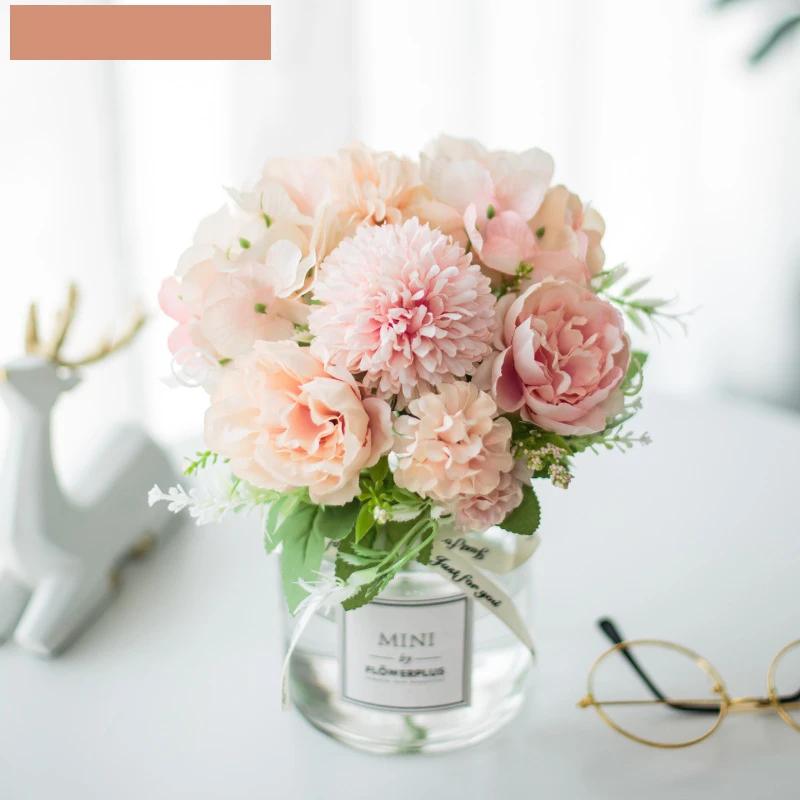 Circle Heart Series - Artificial Silk Flowers Bouquet Arrangement For Living Room And Indoor Decoration