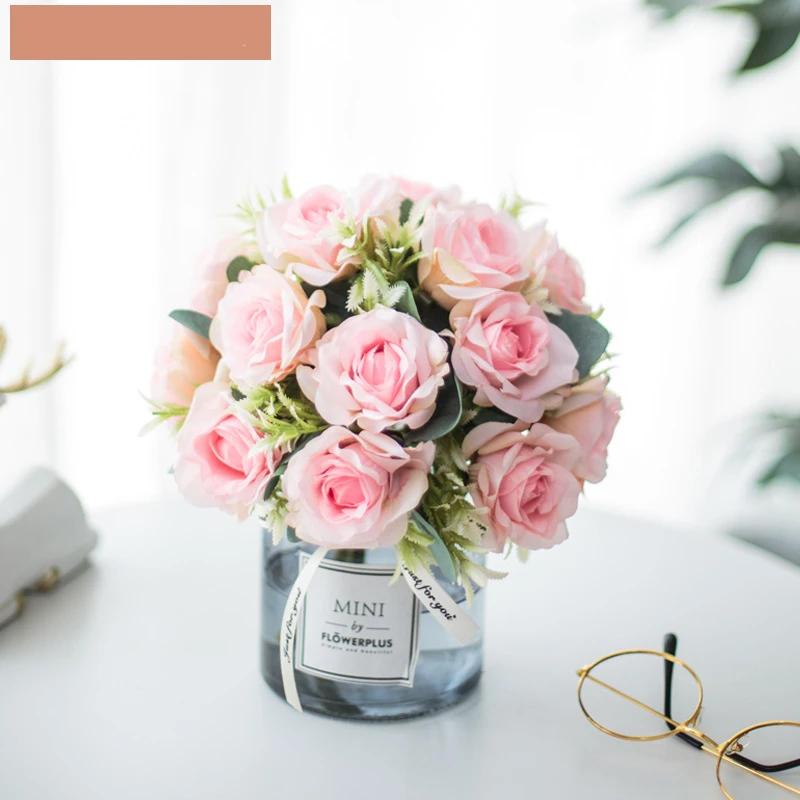 Circle Heart Series - Artificial Silk Flowers Bouquet Arrangement For Living Room And Indoor Decoration