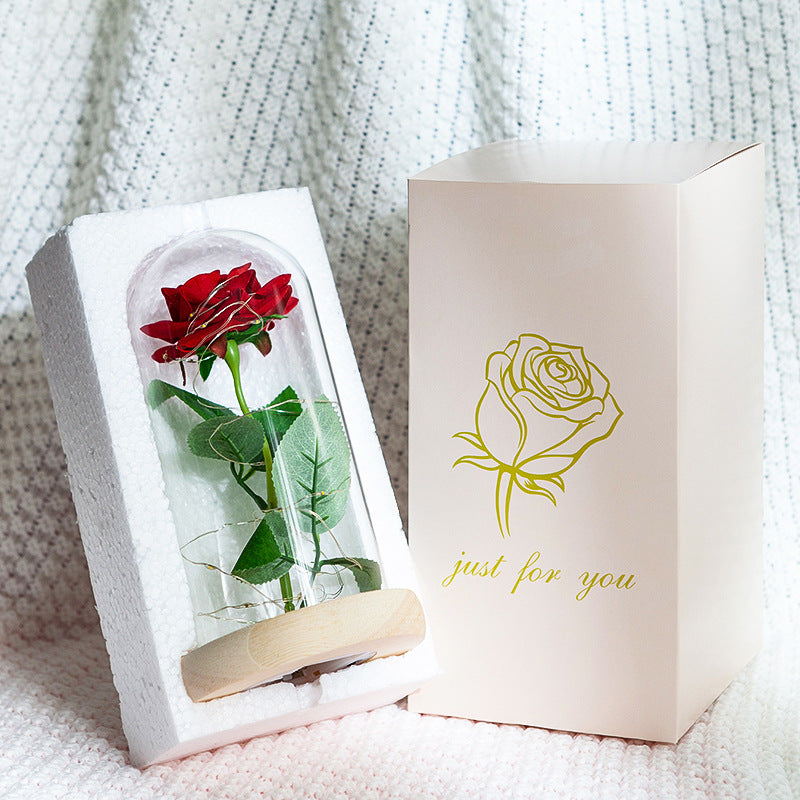 Forever Flower with Red Rose and Led Light